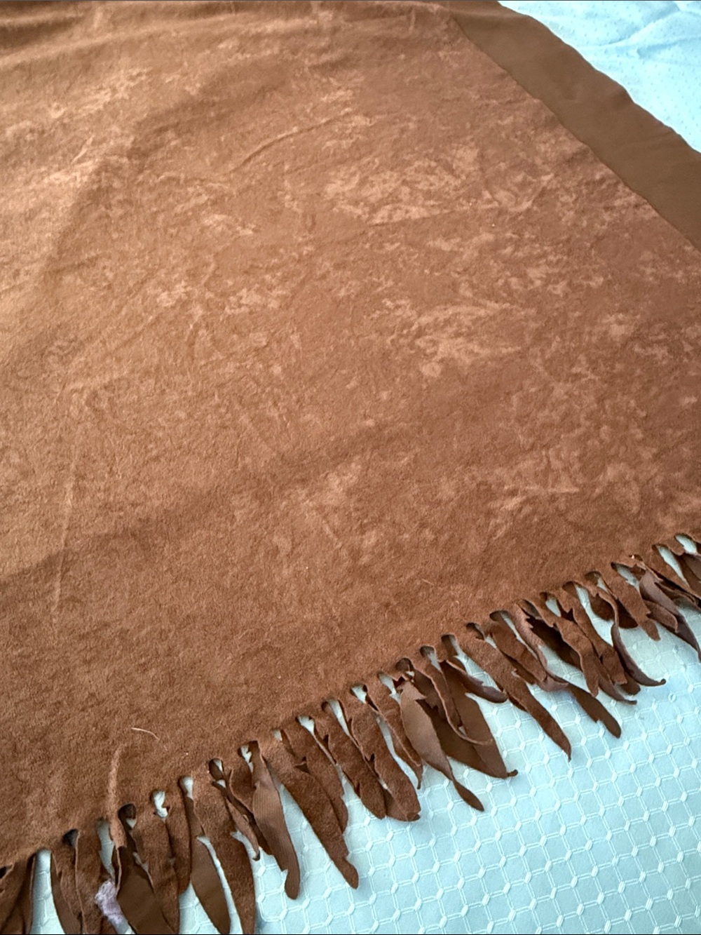 Brown Faux Suede Fringe Fabric